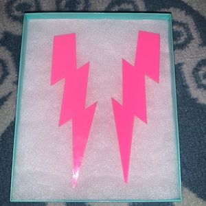 Pink lightning bolt acrylic earrings